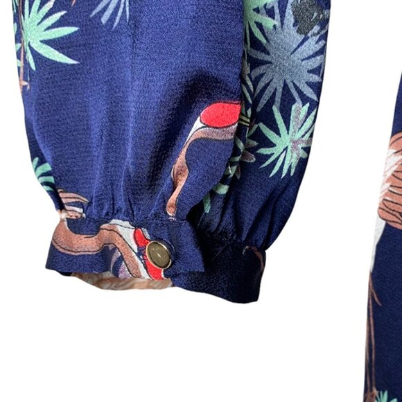 LIQUORISH RARE Tropical Crane Bird Print Wrap Dress - Picture 5 of 6